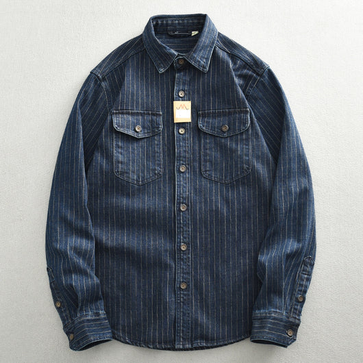 Camisa Denim a Rayas para Hombre - Estilo Ejecutivo