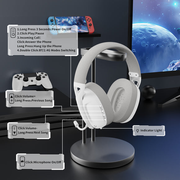 Auriculares Gaming Inalámbricos Bluetooth Multimodo con Micrófono