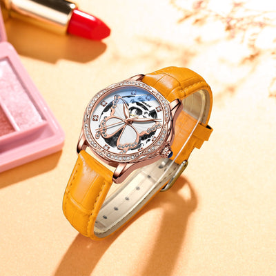 Reloj Automático para Mujer con Diamantes y Esfera de Mariposa - Resistente al Agua - Image 19