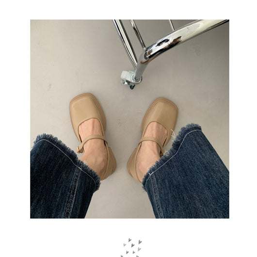 Zapatos de Cuero con Plataforma Estilo Británico para Mujer con Hebilla y Perla - Image 9
