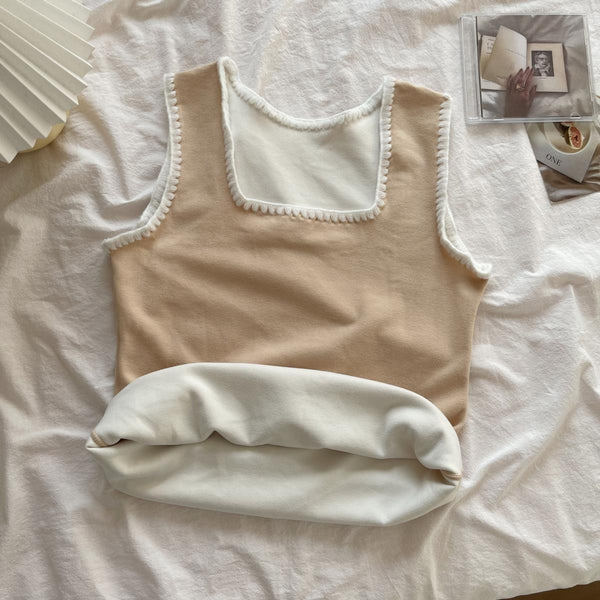 Chaleco Halter con Cuello Cuadrado en Terciopelo para Mujer