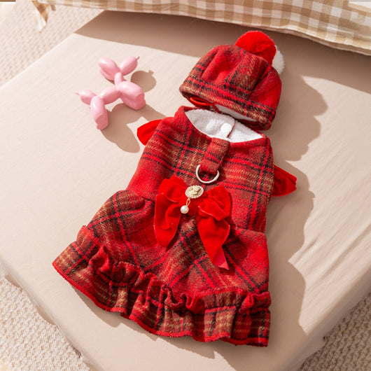 Vestido Elegante Tipo Chanel con Moño para Mascotas - Abrigo Cálido para Otoño e Invierno - Image 33