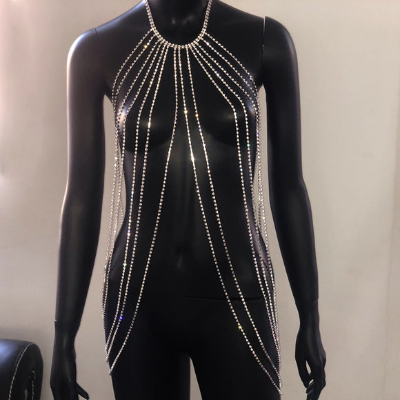 Collar Exagerado Multicapas con Cristales Brillantes