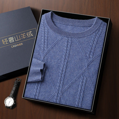 Suéter de Cashmira Trenzado con Cuello Redondo para Hombre - Colección Otoño Invierno - Image 4