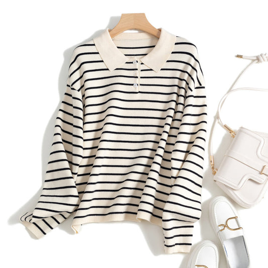 Suéter de Punto Holgado a Rayas para Mujer - Diseño Casual y Versátil
