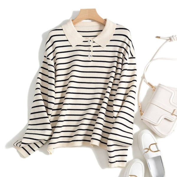 Suéter de Punto Holgado a Rayas para Mujer - Diseño Casual y Versátil
