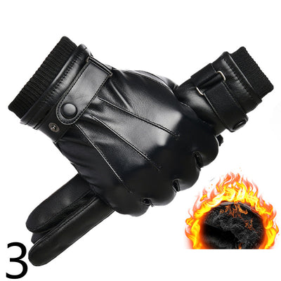Guantes de Cuero para Moto Invierno Plus Forro Terciopelo Impermeables - Image 4