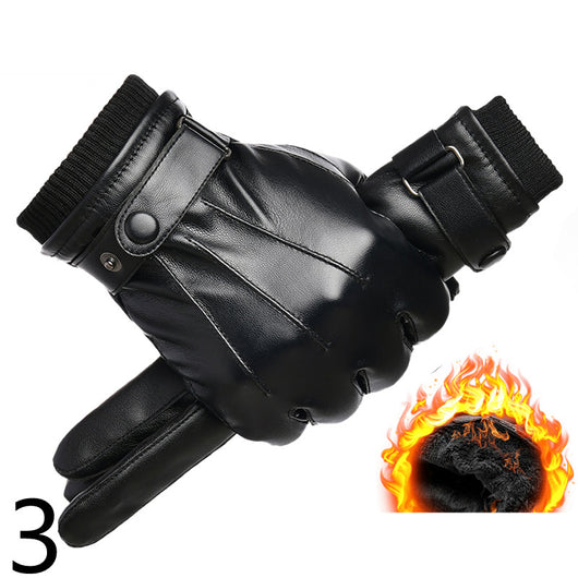 Guantes de Cuero para Moto Invierno Plus Forro Terciopelo Impermeables - Image 4