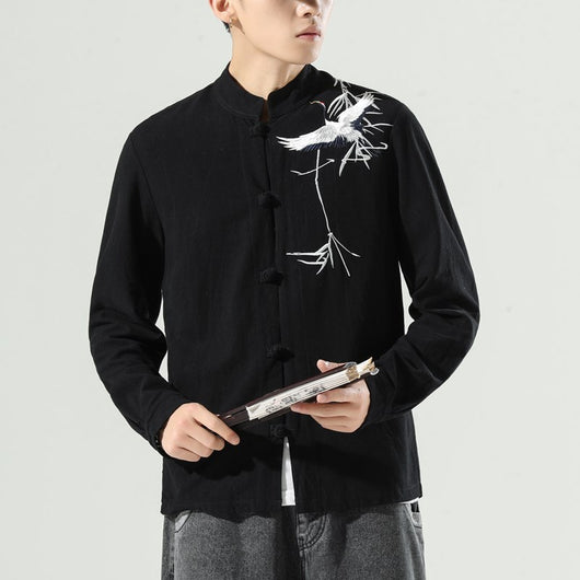 Cardigan Suelto Tipo Tang Chino con Botones Bordados para Hombre - Image 10