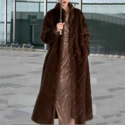 Abrigo de Piel Sintética para Mujer - Elegante Largo Medio Invierno - Image 4