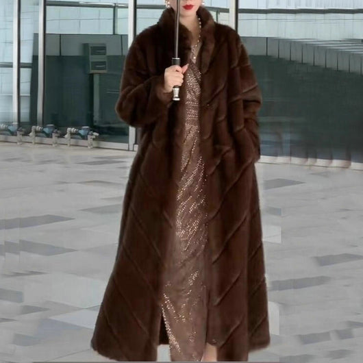 Abrigo de Piel Sintética para Mujer - Elegante Largo Medio Invierno - Image 4