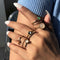 Anillos Articulados de Piedra Colorida con Acabado Metálico para Mujer