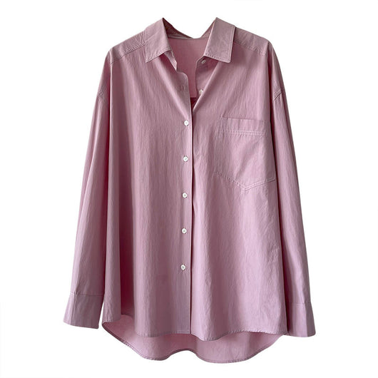 Camisa de Diseño Coreano con Cuello Solapa y Manga Larga - Image 3