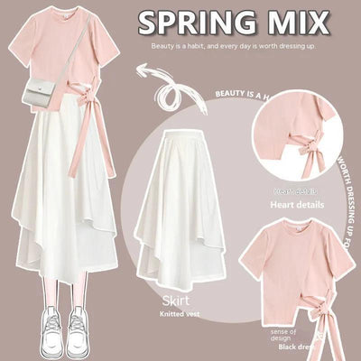 Conjunto Camiseta y Falda Suelta Estilo Coreano - Image 9