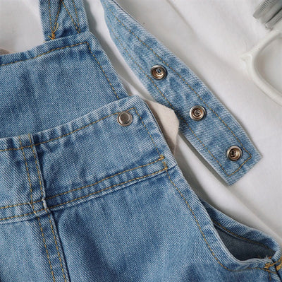 Pantalones Cortos Infantiles con Tirantes Denim Casual - Image 6