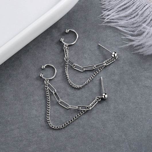 Aretes de Cadena Doble Coreanos con Personalidad - Diseño Trendy Net Red - Image 10