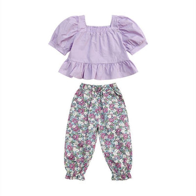Conjunto de Dos Piezas Pantalón Anti-Mosquitos Floral para Niñas Verano - Image 6