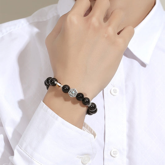 Pulsera Ojo de Tigre Retro para Hombre en Plata de Ley 925