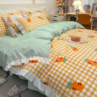 Juego de Cama Princesa 4 Piezas Estilo Coreano con Encaje - Image 11