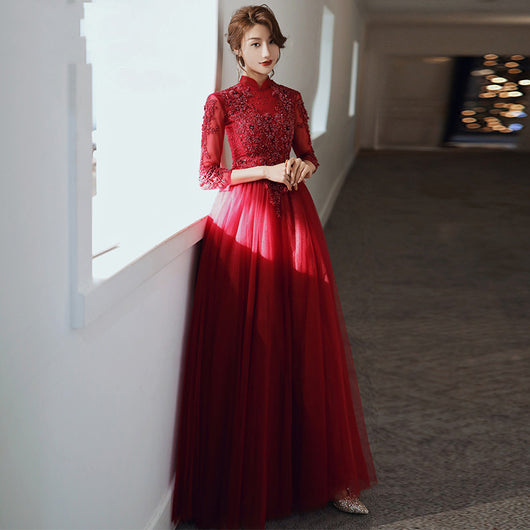 Blusa de Manga Larga Vino para Banquetes y Eventos - Image 7