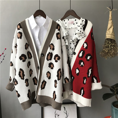 Suéter de Leopardo Tejido Grueso Versión Coreana para Mujer - Image 8