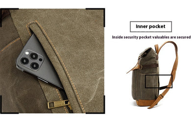 Mochila de Cuero Crazy Horse para Viajes - Bolsa Multifuncional Hombre con Compartimento Laptop - Image 17