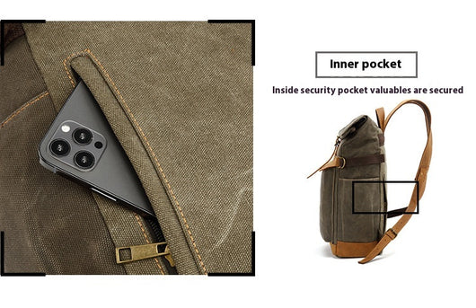 Mochila de Cuero Crazy Horse para Viajes - Bolsa Multifuncional Hombre con Compartimento Laptop - Image 17