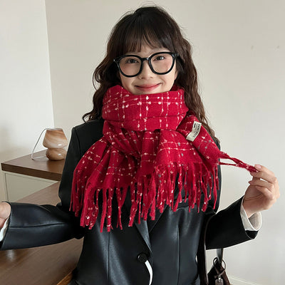 Bufanda Cuadros Negra de Cashmira Artificial para Mujer - Image 19
