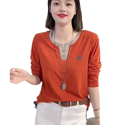 Blusa Casual para Mujer con Cuello V y Detalles de Strass - Image 6