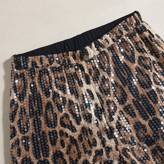 Pantalones Rectos Estampado Leopardo con Lentejuelas - Diseño Europeo - Image 23
