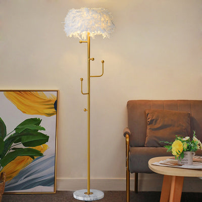 Lámpara de Pie con Plumas Decorativas para Sala de Estar - Image 3