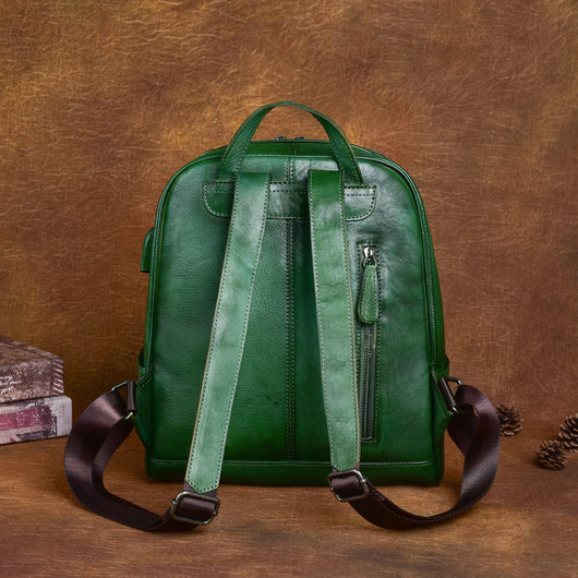 Mochila Vintage de Cuero con Doble Compartimento y Grabado Artesanal - Image 4