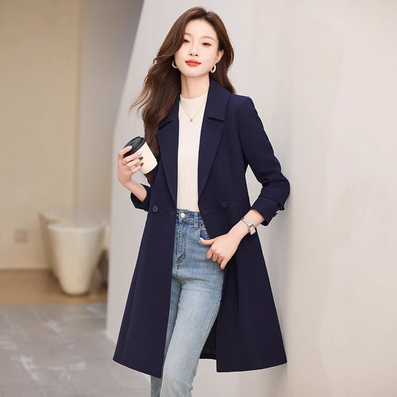 Abrigo Trench Coat Negro para Mujer - Elegancia de Otoño