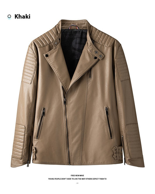 Chaqueta de Cuero para Hombre Primavera Otoño - Estilo Motociclista Casual - Image 12