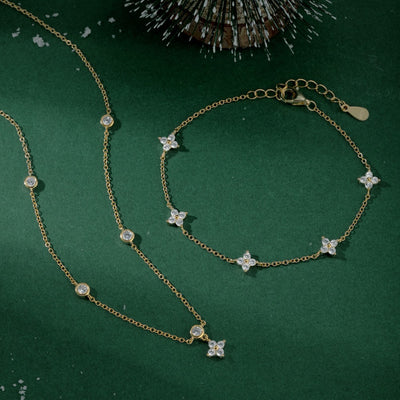 Collar y Pulsera de Plata Esterlina 925 Diseño Estrellado con Zirconia para Mujer - Image 4