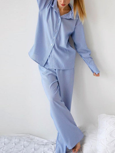Conjunto Ejecutivo Mujer: Blusa Rayada Manga Larga + Pantalón Recto - Image 8