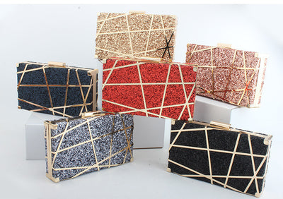 Bolso Cuadrado Pequeño con Cadena Hueca y Brillo para Mujer - Image 5