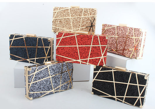 Bolso Cuadrado Pequeño con Cadena Hueca y Brillo para Mujer - Image 5