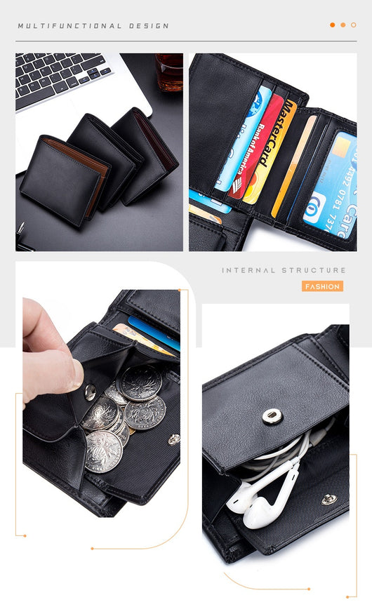 Billetera Trifold de Cuero Genuino para Hombre - Multifuncional - Image 12