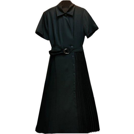 Vestido Camisero con Pliegues Irregulares y Cuello Clásico - Image 4