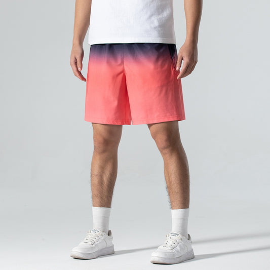 Pantalones Cortos Deportivos Ice Silk Degradado para Hombre - Ideales para Playa y Verano