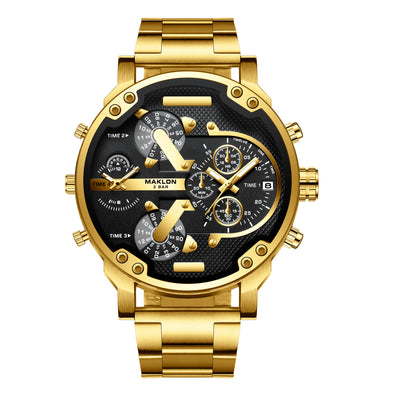 Reloj Hombre Dial Grande Tendencia Europa América Personalidad Dos Zonas - Image 9