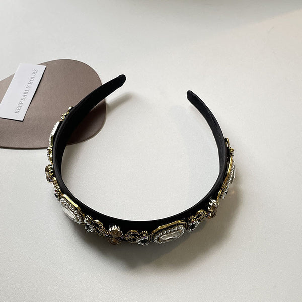 Diadema Geométrica con Incrustaciones de Perlas y Cristales para Mujer - Image 3