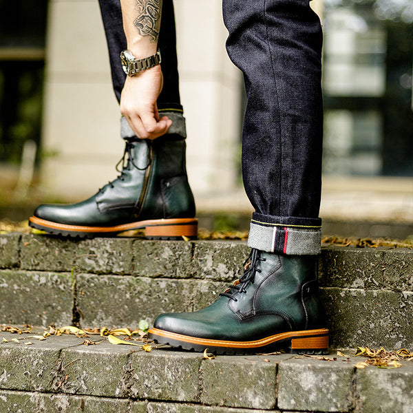 Botas Martin de Cuero Altas Estilo Británico para Otoño e Invierno