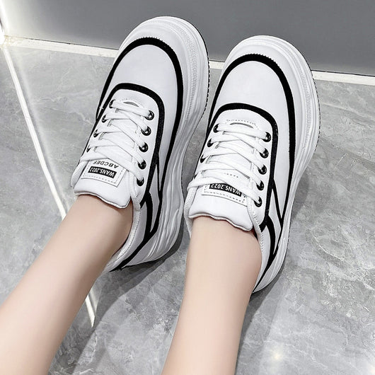 Zapatillas Blancas Mujer Suela Gruesa Estilo Coreano