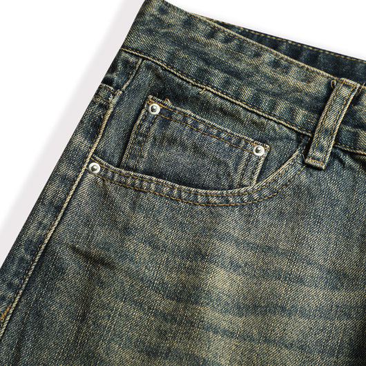 Jeans Vintage Holgados Teñidos Amarillo Barro para Hombre - Image 3