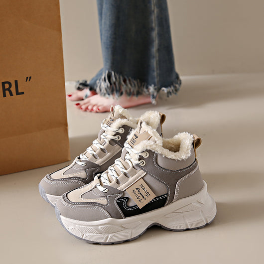 Zapatos Cómodos Tipo Dad Shoes con Forro Polar Grueso y Calidez