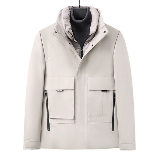 Abrigo Acolchado para Hombre Cuello Alto Diseño Liso - Image 2