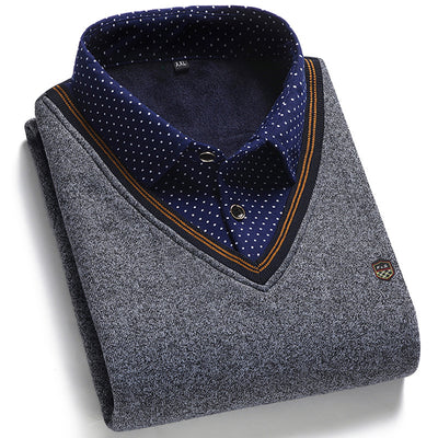 Suéter para Hombre con Cuello Falso de Dos Piezas - Image 20