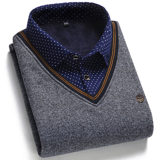 Suéter para Hombre con Cuello Falso de Dos Piezas - Image 20